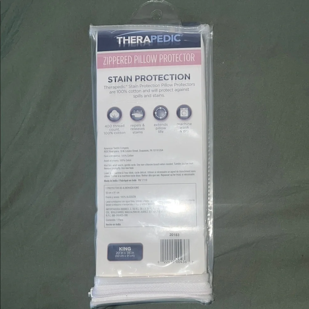 Therapeutic White Stain-Resistant Pillow Protector